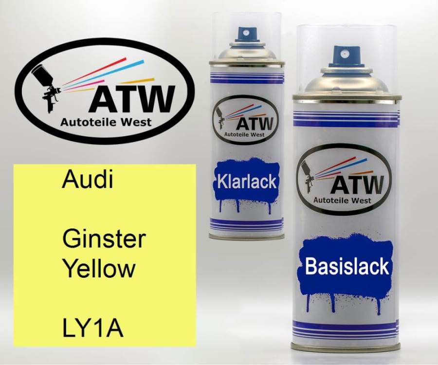 Audi, Ginster Yellow, LY1A: 400ml Sprühdose + 400ml Klarlack - Set, von ATW Autoteile West.